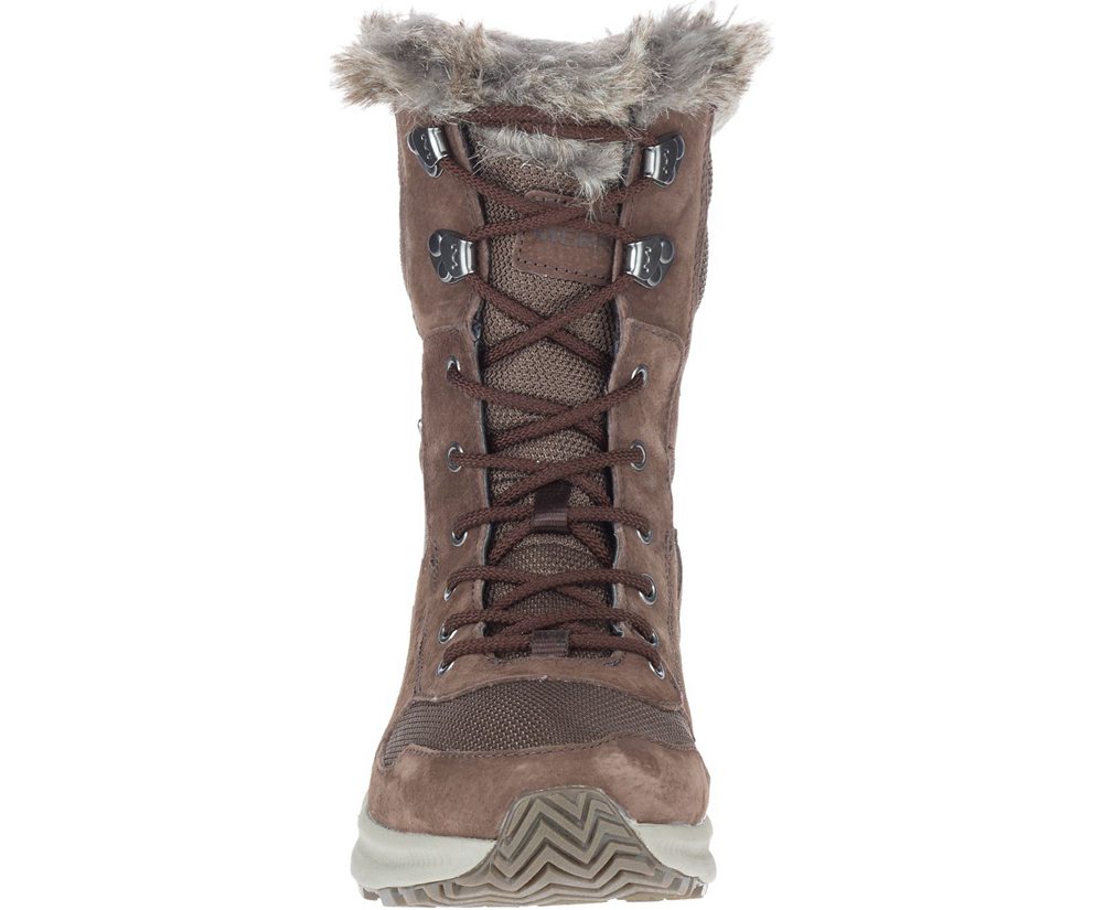 Kozaki Merrell Damskie Brązowe - Ontario Tall Polar Waterproof - 751842-UOM